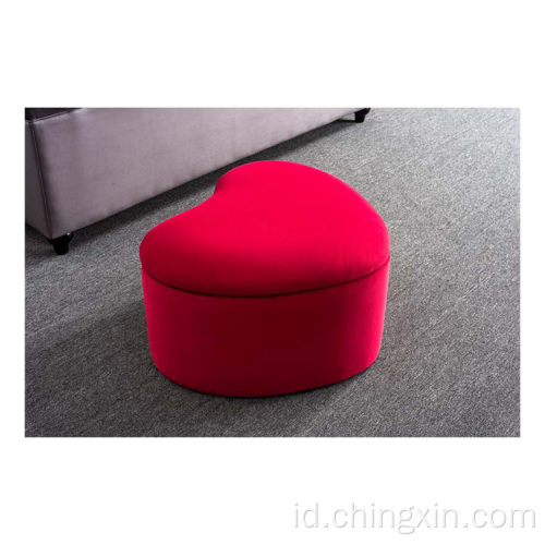 Penyimpanan Red Velvet Ottoman Furniture Ruang Tamu